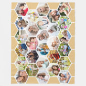 ハニカム28フォトコラージハニーベージュ フリースブランケット (正面)