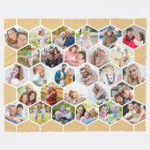 ハニカム28フォトコラージハニーベージュ フリースブランケット (正面(横))