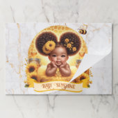 ハニカム&ひまわり花可愛いアフロ・パフ・ベビーガール ペーパーパッド (折り畳み)