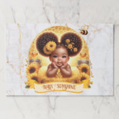 ハニカム&ひまわり花可愛いアフロ・パフ・ベビーガール ペーパーパッド (正面)