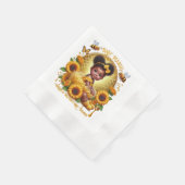 ハニカム&ひまわり花可愛いアフロ・パフ・ベビーガール 縁ありカクテルナプキン (角)