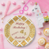 ハニカム ゴールド グリッター ボヘミアンポピュラーコレクション ペーパープレート (パーティー)