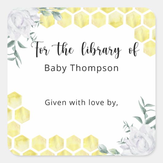 ハニカム - 図書館のために スクエアシール (正面)