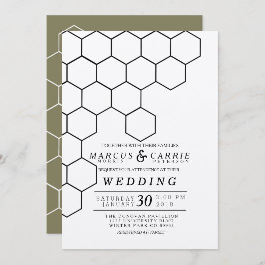 ハニカモダンム結婚ズ 招待状 (正面/裏面)