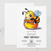 ハニコムユニークデジタルビー1歳誕生日 招待状 (正面/裏面)