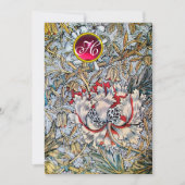 ハニサックル レッド ルビー モノグラム ゴールド メタリック 招待状 (正面)