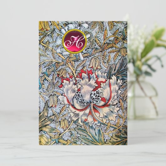 ハニサックル レッド ルビー モノグラム ゴールド メタリック 招待状 (スタンド正面)