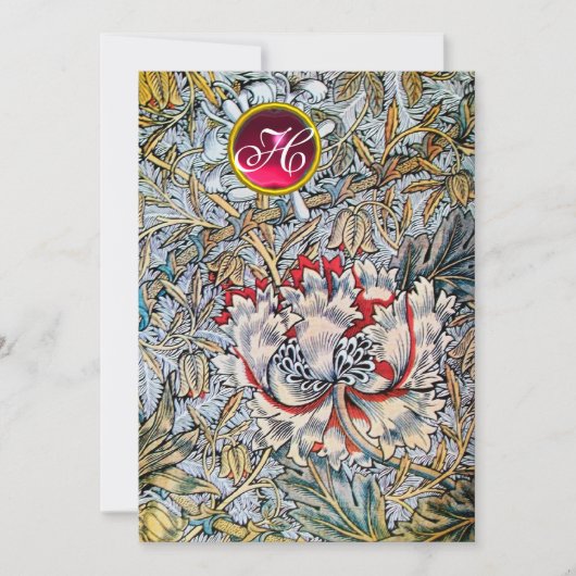 ハニサックル レッド ルビー モノグラム シャンパン メタリック 招待状 (正面)