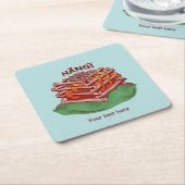 ハニマオリ料理フードカイ スクエアペーパーコースター (アングル)