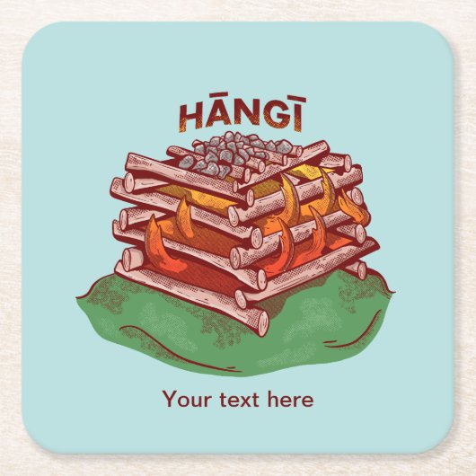 ハニマオリ料理フードカイ スクエアペーパーコースター (正面)