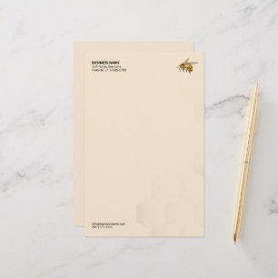 ハニモダンミツバチロゴハニカムウォーターマーク 便箋