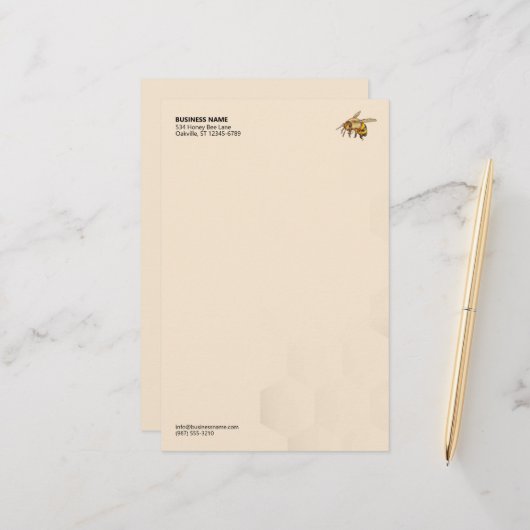 ハニモダンミツバチロゴハニカムウォーターマーク 便箋 (正面/裏面インサイチュ)