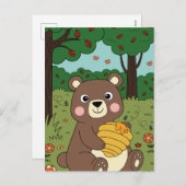 ハニーおもしろいジャー付き森ベビークマ シーズンポストカード (正面/裏面)