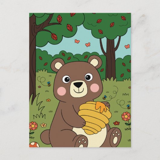 ハニーおもしろいジャー付き森ベビークマ シーズンポストカード (正面)