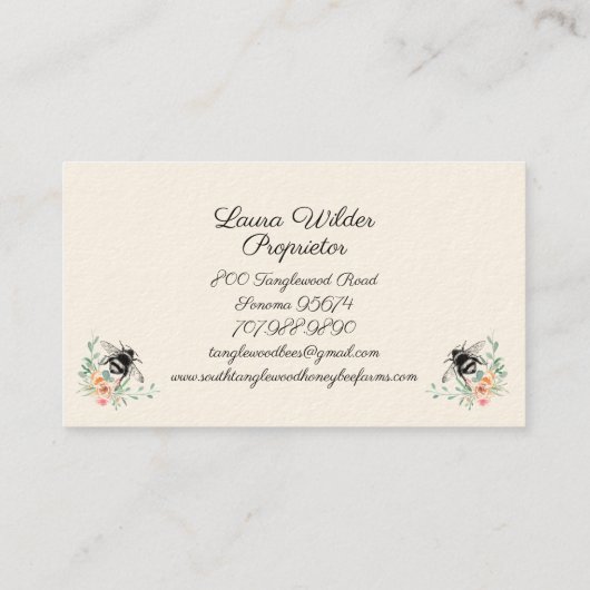 ハニーお洒落ビーアピールファームビーキーパー 名刺 (裏面)