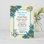 ハニーお洒落ビー少年の赤ちゃんシャワー 招待状 (スタンド正面)