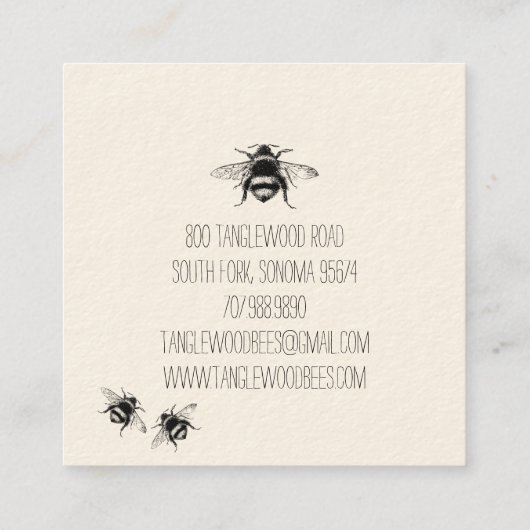ハニーお洒落ビー養蜂家 スクエア名刺 (裏面)