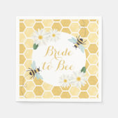 ハニーがテーマのブライダルシャワー 蜂の巣とデイジー スタンダードカクテルナプキン (正面)