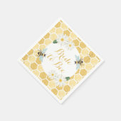 ハニーがテーマのブライダルシャワー 蜂の巣とデイジー スタンダードカクテルナプキン (角)
