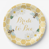 ハニーがテーマのブライダルシャワー 蜂の巣とデイジー ペーパープレート (正面)