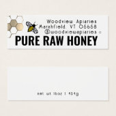 ハニーつるラベル1" x 3"金ゴールドハニカム甘いミツバチ (正面&裏面)