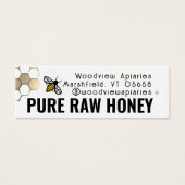 ハニーつるラベル1" x 3"金ゴールドハニカム甘いミツバチ (正面)