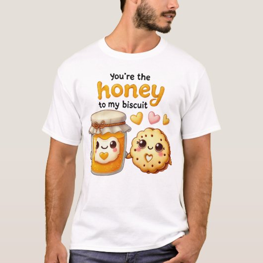 ハニーとクッキーの愛らしいイラスト Tシャツ (正面)