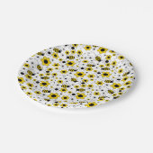 ハニーのまわりにイエローホワイトフローラ ペーパープレート (アングル)