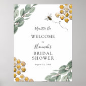 ハニーをイメージしたユーカリのブライダルシャワーのお客様ご招待ポスター ポスター (正面)