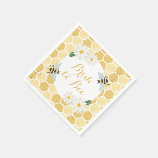 ハニーを目指す花嫁のための シャワープレゼントのはちみつとデイジー スタンダードカクテルナプキン (角)