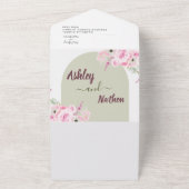 ハニーイエローピンクフローラアーチサマー オールインワン招待状 (外側)