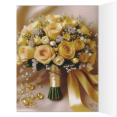 ハニーイエロー結婚ローズのブーケ結婚のカード (内側(左))