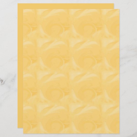 ハニーイエロー色の渦巻き模様スクラップブック紙 (正面/裏面)