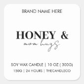 ハニーエレガントとママのハグスパーソナライズされたキャンドル スクエアシール (正面)