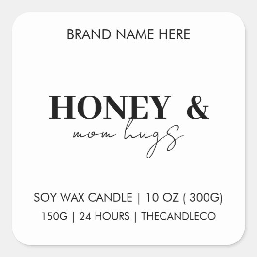 ハニーエレガントとママのハグスパーソナライズされたキャンドル スクエアシール (正面)