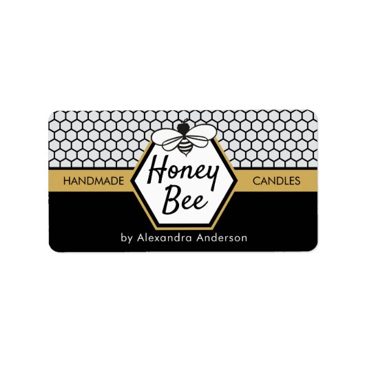 ハニーエレガントビー養蜂場ハニカムブラックイエロー ラベル (正面)