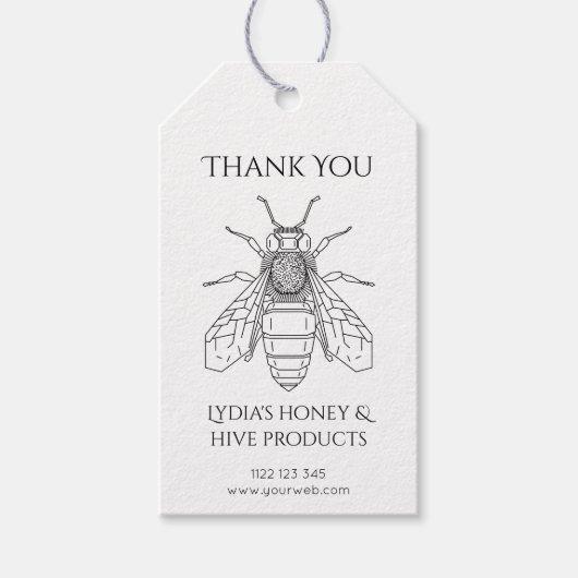 ハニーカスタムビー「ありがとう」ラベル ギフトタグ (正面)