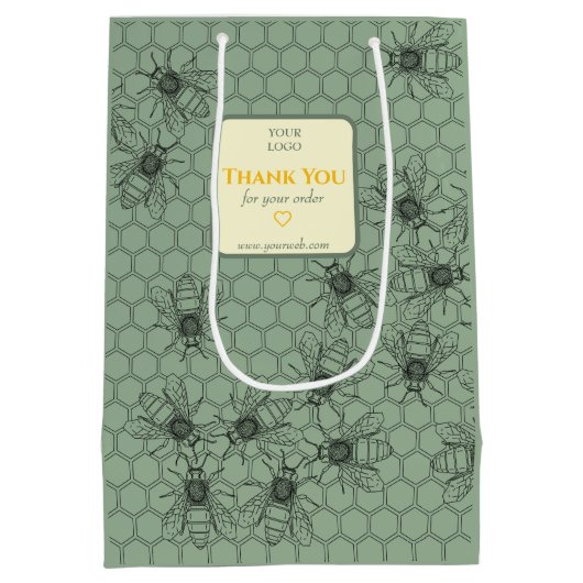 ハニーカスタムミツバチとの紙事業抱き枕 ミディアムペーパーバッグ (裏面)