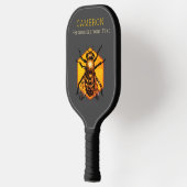 ハニーカッコいいビーモダンロゴグレーイエローカスタム文字 ピックルボールラケット (左)