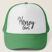 ハニーガールウィメンズホワイト&グリーンブルートラック運転手ハット キャップ (正面)