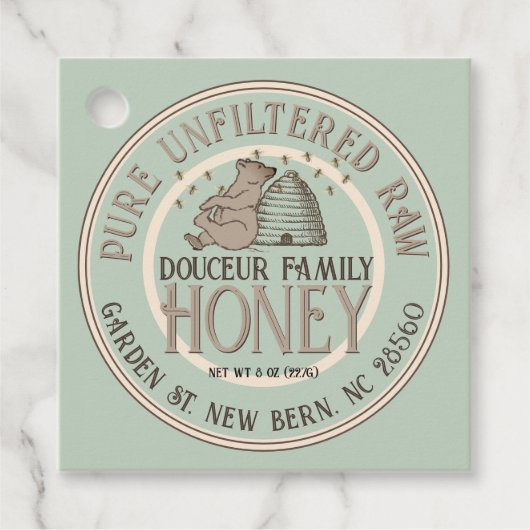 ハニークマ製品ラベル付きスケップリトルクマ フェイバータグ (正面)