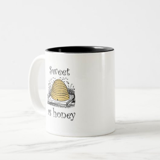 ハニーコーヒーまたはティーマグカップの蜂の巣のように甘い ツートーンマグカップ (正面左)