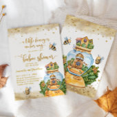 ハニーコームとビーイラストレーションベビーシャワー 招待状