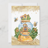 ハニーコームとビーイラストレーションベビーシャワー 招待状 (裏面)