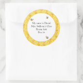 ハニーコームと蜂の名札 ラウンドシール (バッグ)