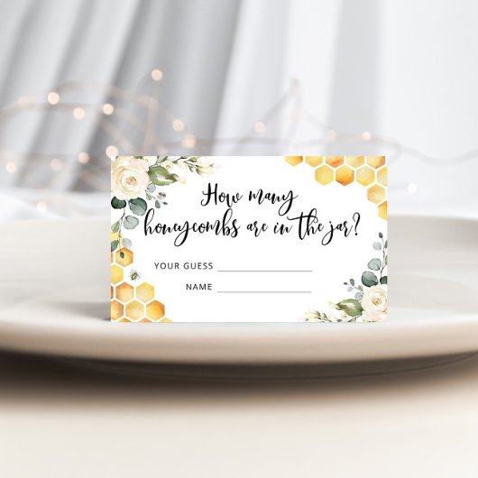 ハニーコームの赤ちゃんシャワーゲームカードの数 エンクロージャーカード