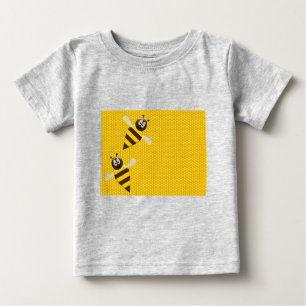 ハニーコームイエロー金ゴールドビービーズパターンアート ベビーTシャツ