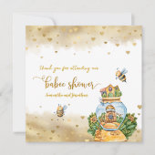 ハニーコームビーテーマベビーシャワーサンキューカード 招待状 (正面)