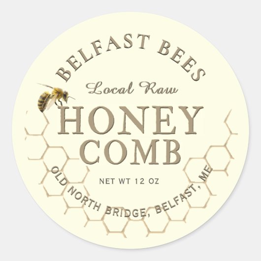 ハニーコーム現実的なミツバチのハニカムローカル生 ラウンドシール (正面)