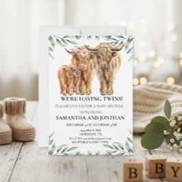 ハニーコー ハイランド ツイン ベイビー シャワー ユーカリ 招待状